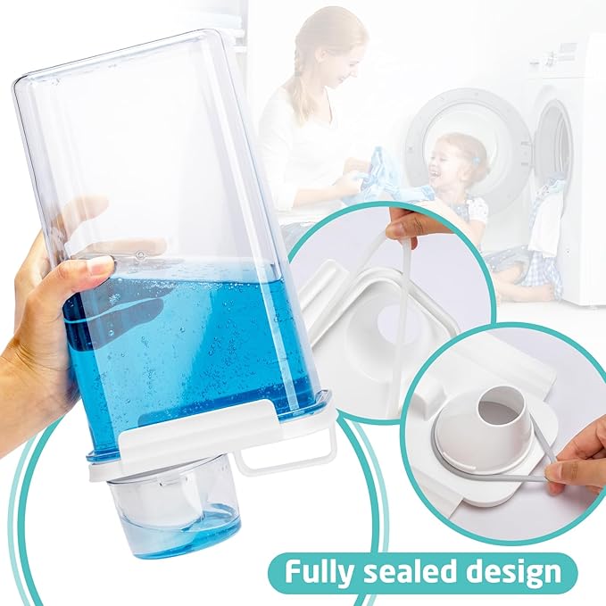 Laundry Detergent Dispenser-2 Pack, 61 oz Detergent Dispenser with 4 Removable Labels, Laundry Soap Dispenser for Laundry Room Organization and Storage, BPA Free & PET Plastic Clear