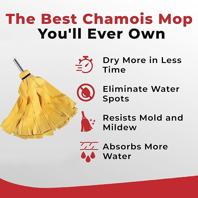 Shurhold Wave Mop - 3-in-1 Boat Mop with Wash, Scrub, and Squeegee Head; Absorbent, Mildew-Resistant, Non-Scratch & Easy to Replace - Yellow