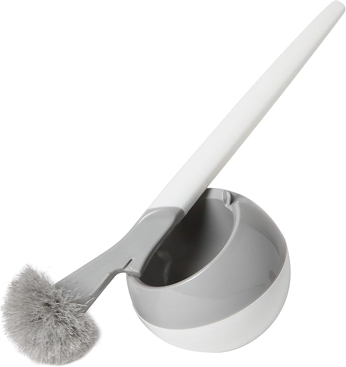 Bath Bliss Quarter Note Bathroom Toilet Brush | Dimensions : 4.72" L x 4.72" W x 14.57" H | Bathroom Clean | Rust Proof Material | Durable | Compact Design | Grey