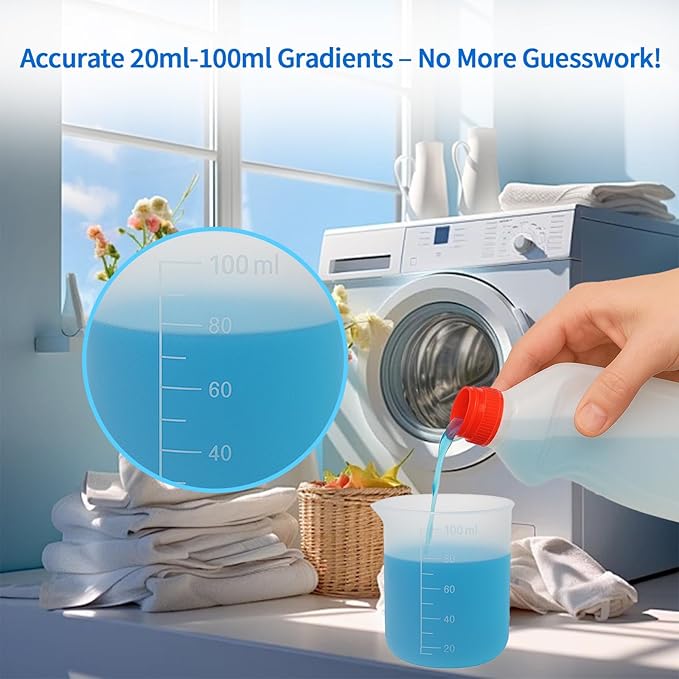 Laundry Detergent Cup,Silicone Laundry Detergent Measuring Cup,100ml Soft Material with Precision Scale–Reusable,No-Clean Design for Washing Machine & DIY Resin, Soap, Plaster Crafts(4 PACK)