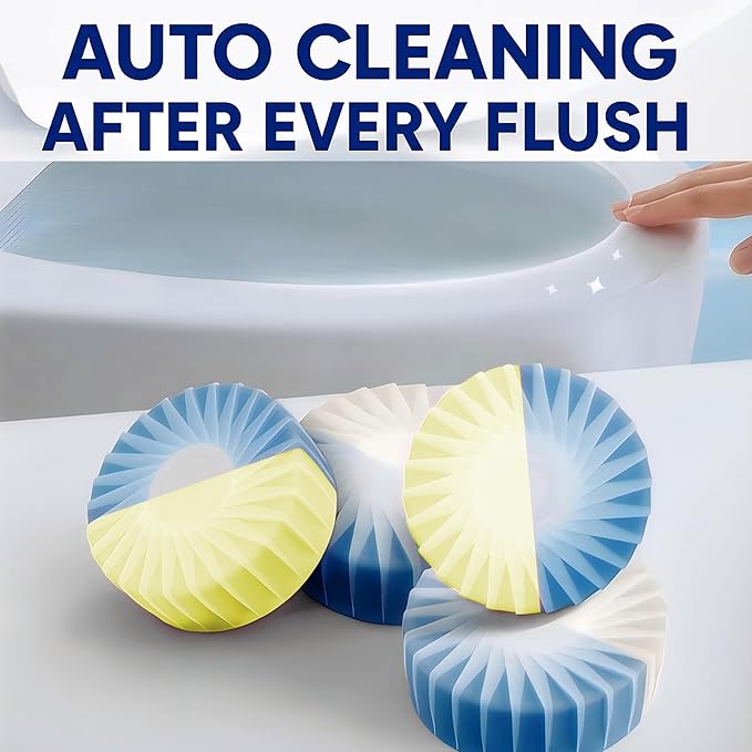 Automatic Toilet Bowl Cleaner Tablets, 10 Pack Long-Lasting Toilet Tank Cleaner for Bathroom, Blue Water Freshener, Prevents Stains & Odor, Safe for All Toilets - 10 Pack (Yellow+Blue)