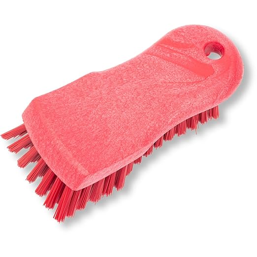 SPARTA Plastic Cutting Board Scrub Brush with Hanging Hole for Washing Cutting Boards, 6 Inches, Red, (Pack of 6)