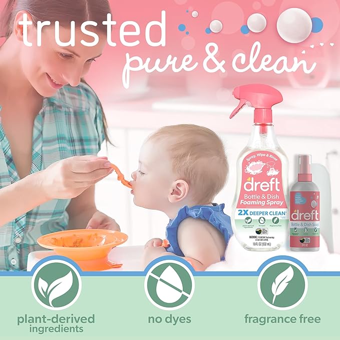 Dreft Foaming Baby Bottle and Dish Cleaning Spray + Dreft 3oz Bottle and Dish Soap