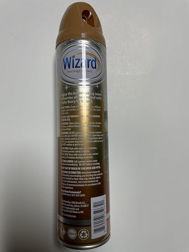 Wizard The Magic of Fresh | Odor Neutralizer & Air Freshener - 10 Oz. Holly berry (Pack of 4) (Packaging May Vary)