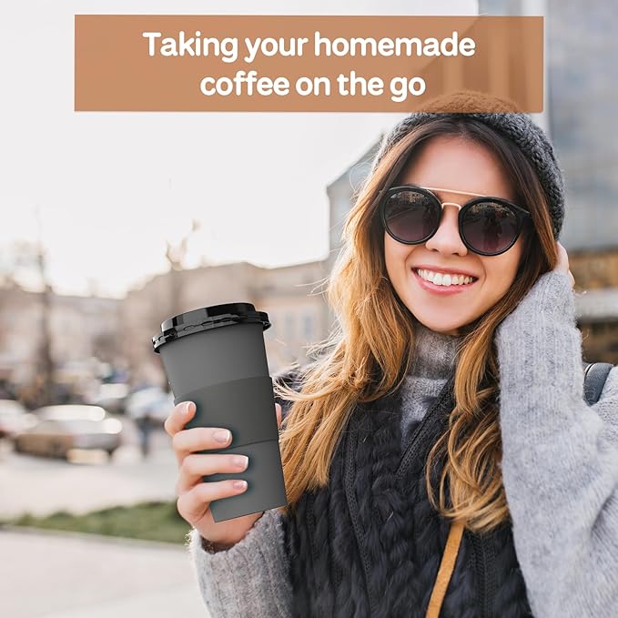 Clawsoff 100 Pack 12 oz Disposable Paper Coffee Cups with Lids and Sleeves and Stirring Sticks, Leak-free Disposable Insulated Paper Cups for To Go Hot or Cold Beverages(Gray)