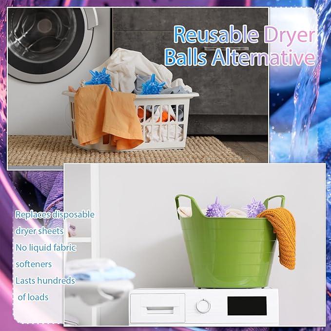 Zhehao 8 Pcs Silicone Dryer Balls Laundry Agitator Reusable Balls for Dryer or Washer 2.36 inches Reusable Wrinkle & Pet Hair Reducer for Washing Machine(Colorful)