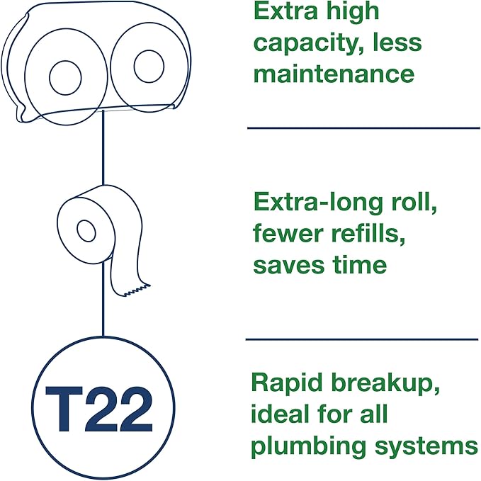 Tork Jumbo Toilet Paper Roll White T22, Universal, 2 ply, 8x1000', 221008