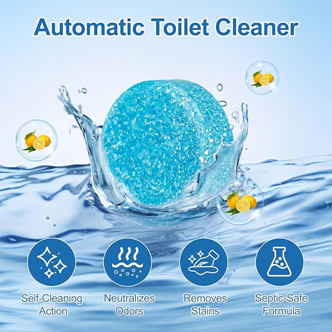 Toilet Bowl Cleaner Tablets Blue Toilet Tank Cleaners, Septic-Safe Hard Water Stain Remove,， Automatic Toilet Cleaning & Deodorizer, Fresh Scent Automatic Toilet Cleaning & Deodorizer 50 TabsIII-JJ
