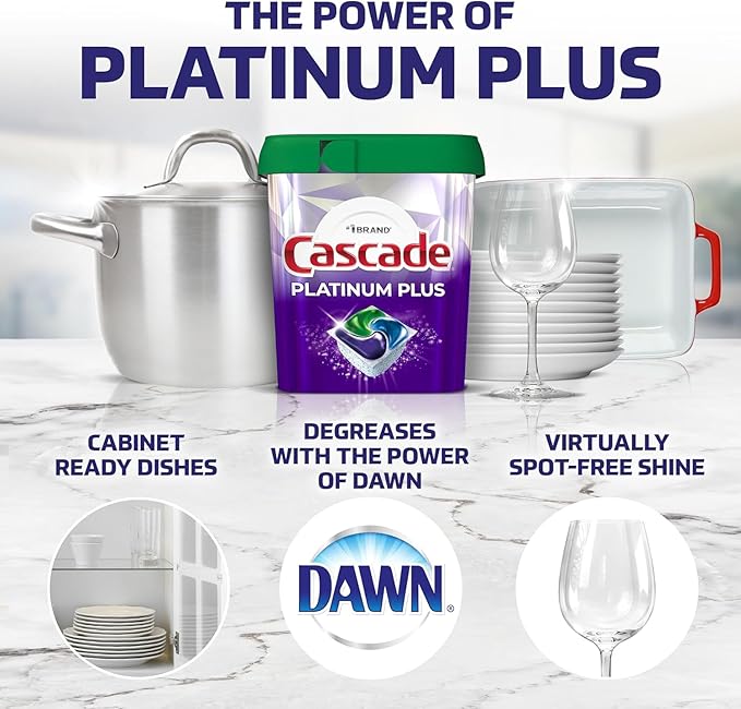 PURPUR Platinum Plus ActionPacs Dishwasher Detergent Pods, Dishwasher Soap, Cleaning Supplies, Fresh Scent