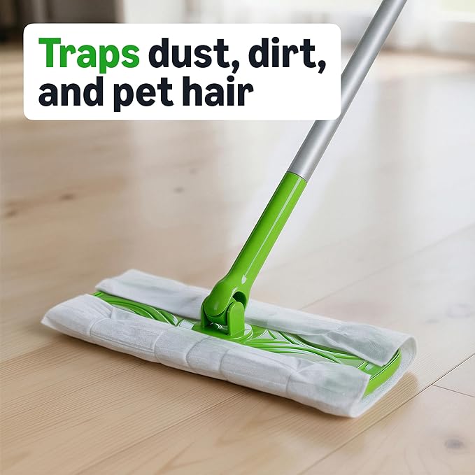 Amazon Basics Dry Sweeping Cloths for Floor Cleaning, Pet Hair, Dust, Dirt, Multi-Surface, Disposable, Fits Swiffer Sweeper Mop Heads, 64 Count (Pack of 2), Packaging May Vary