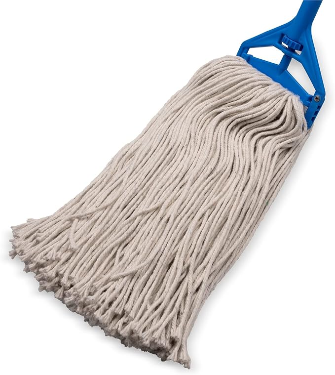 SPARTA Flo-Pac Cotton Mop Head, Cut-End, Narrow Band with White Band for Organized Cleaning, 44 Inches, Tan