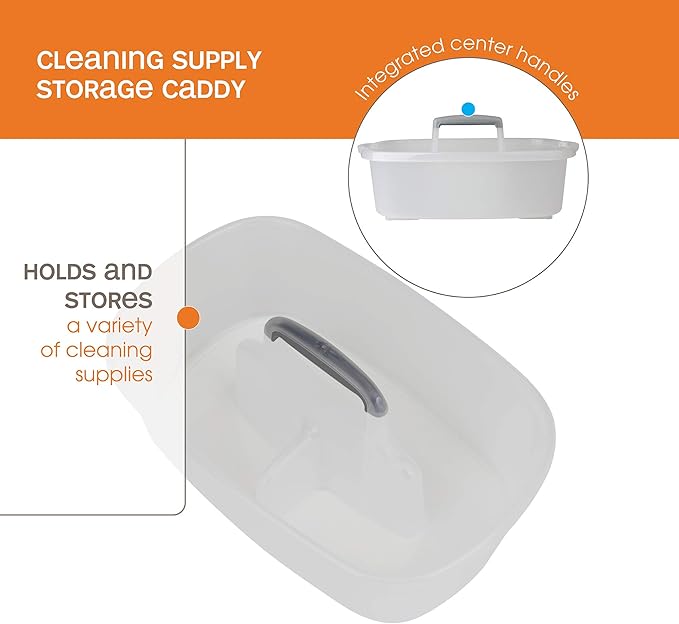 Casabella Plastic Cleaning Storage Caddy Bundle with Handles (1.5 Gallon and 1.85 Gallon)