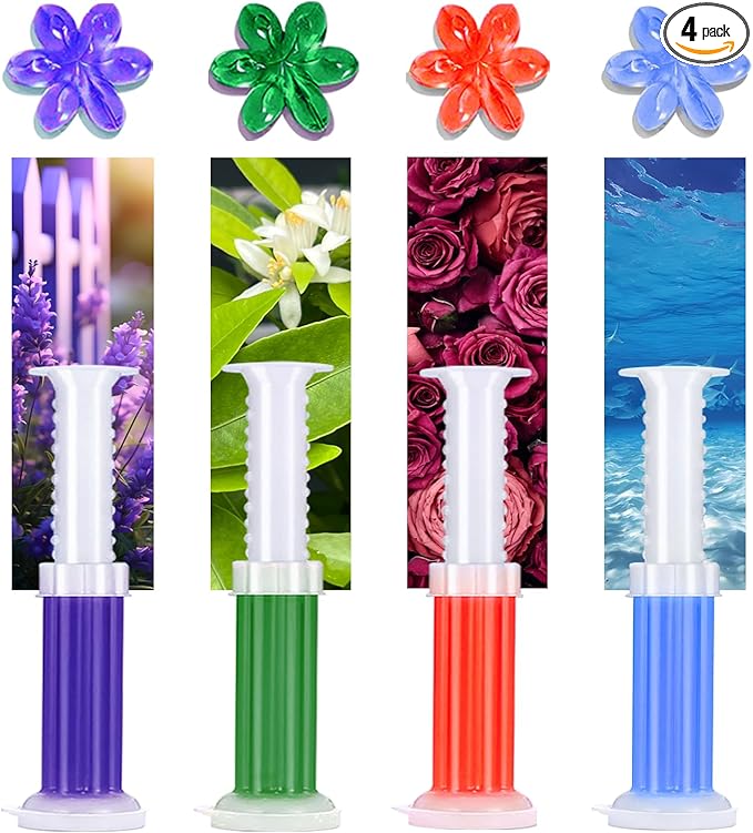 EKE 4 Pack Flower Toilet Gel Stamp Long Lasting Fragrance Anti Limescale Odor Removal Cleaner For Bathroom