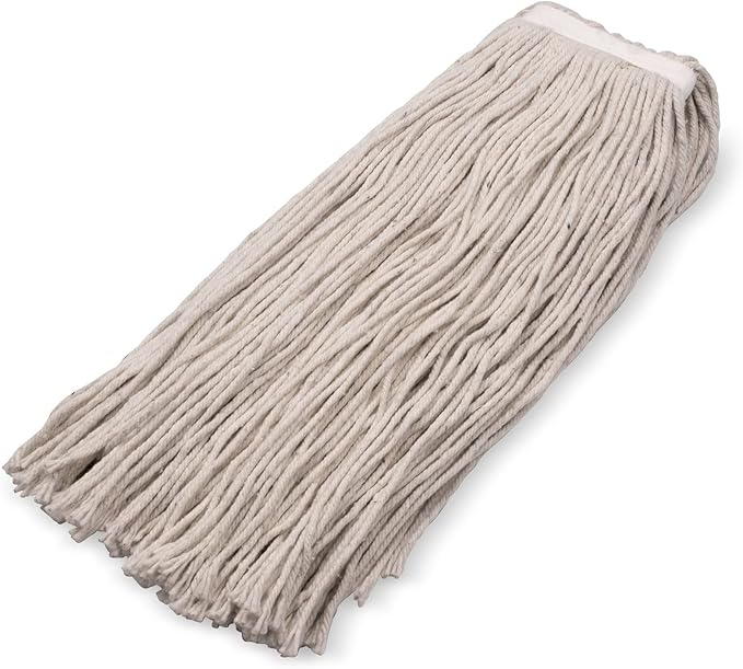 SPARTA Flo-Pac Cotton Mop Head, Cut-End, Narrow Band with White Band for Organized Cleaning, 44 Inches, Tan