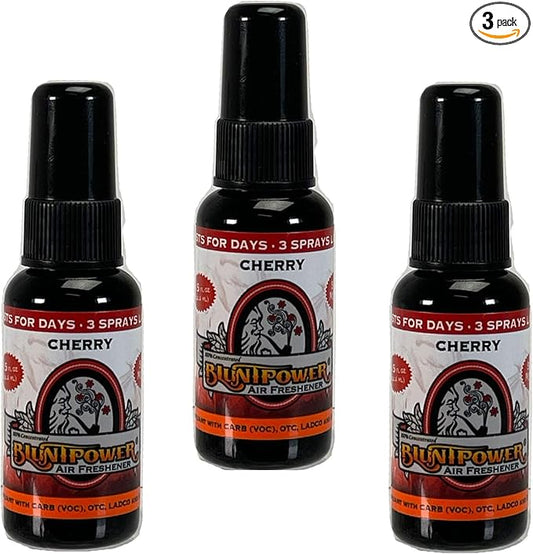 BluntPower (Cherry, 3 Pack) Concentrated Air Freshener - Premium Oil Based Air Freshener Spray For Home and Car - Long-Lasting Bathroom Spray, Car Freshener, & Odor Eliminator Spray
