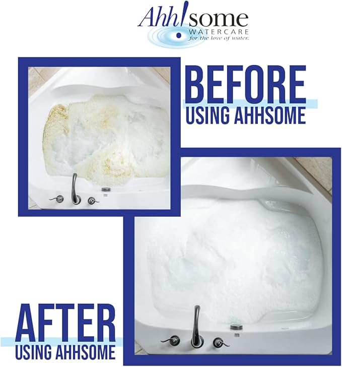 AhhSome Jetted Tub & Hot Tub Cleaner, Powerful Spa Bath Cleaning Solution for Jacuzzis & Whirlpools, 1 Gallon (64 Treatments), Professional Grade Septic Safe Solution for Hot Tubs, Made in USA