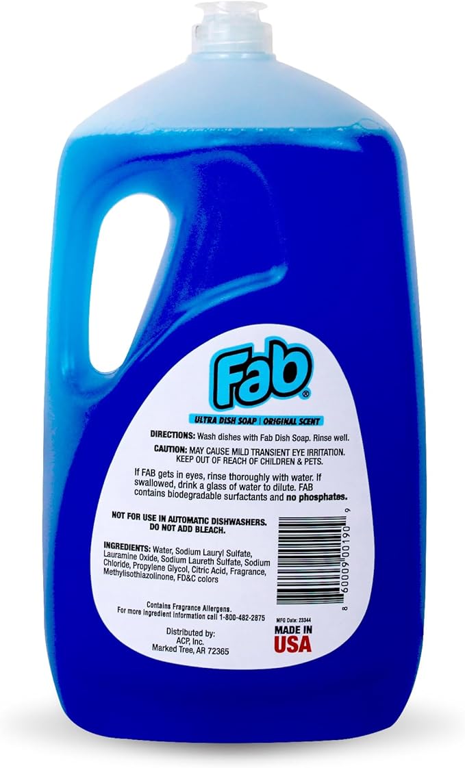 La's Totally Awesome Fab Liquid Dish Soap, Original Scent, 90 fl oz (Pack of 2) – Powerful Grease-Cutting Dish Liquid, All Purpose Dish Soap