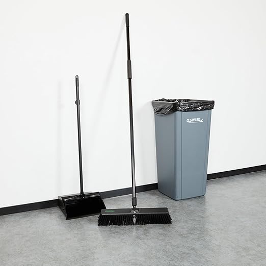 Restaurantware-Clean Tek Professional 17.13 Inch Push Broom, 1 Heavy-Duty Broom with 59â€ Handle - Heavy Bristles, 2 Handle Attachment, Wooden, Commercial Use, for Deck, Garage, Yard, Patio