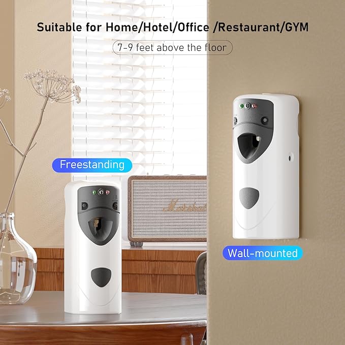 Automatic Air Freshener Spray Dispenser With Remote Programmable Fragrance Dispenser Fit for Spray Refills | Wall Mount Aerosol Dispenser Spray for Bathroom, Hotel, Commercial Place