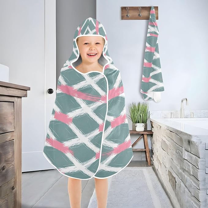 CEBUGI Textured Pattern Hooded Bath Towel for Kids Absorbent Soft Bath Towel Wrap with Hood 50x23.5in Pool Beach Shower Towel for Boys Girls