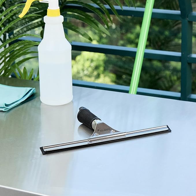 Restaurantware-Clean Tek Professional 11.81 Inch Window Squeegee, 1 Cleaning Squeegee with Rubber Blade - No-Slip Handle, Clean Mirror Or Car Windshield, Stainless Steel Wiper for Glass Door