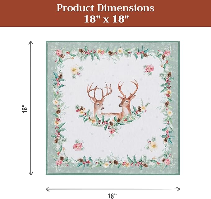 Maison d' Hermine 100% Cotton Cloth Napkins Set of 4 Everyday Reusable Square Napkins Cloth Washable Dinner Party Wedding Restaurant Hotel Kitchen Spring Summer (Xmas, 18" x 18")