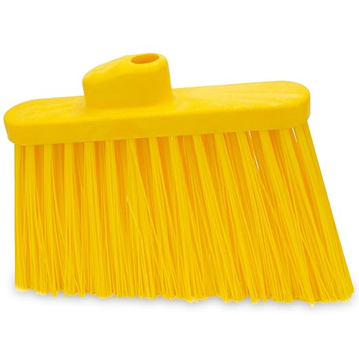 SPARTA Plastic Broom Head, Angled, Un-Flagged for Large Debris Indoor, Outdoor, Home, Restaurant, Lobby, Office, 12 Inches, Yellow, (Pack of 12)