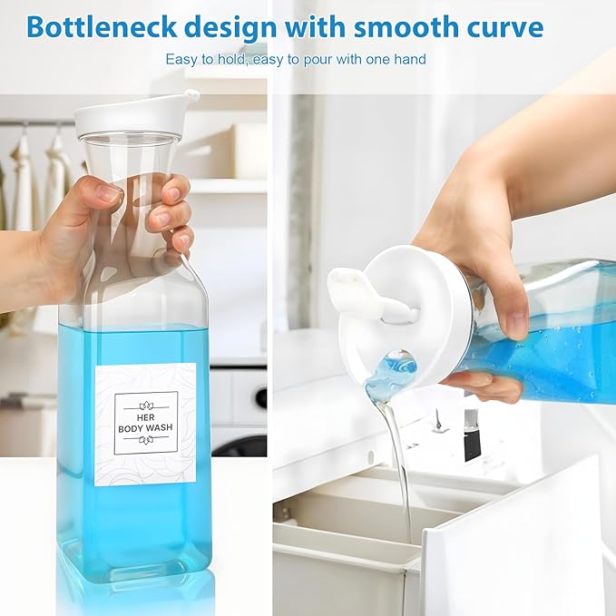 VZZNN 6 Pack Laundry Detergent Dispenser 53 oz Laundry Soap Dispenser with 20 Label Laundry Room Organization for Liquid Powder Bleach Scent Booster Beads