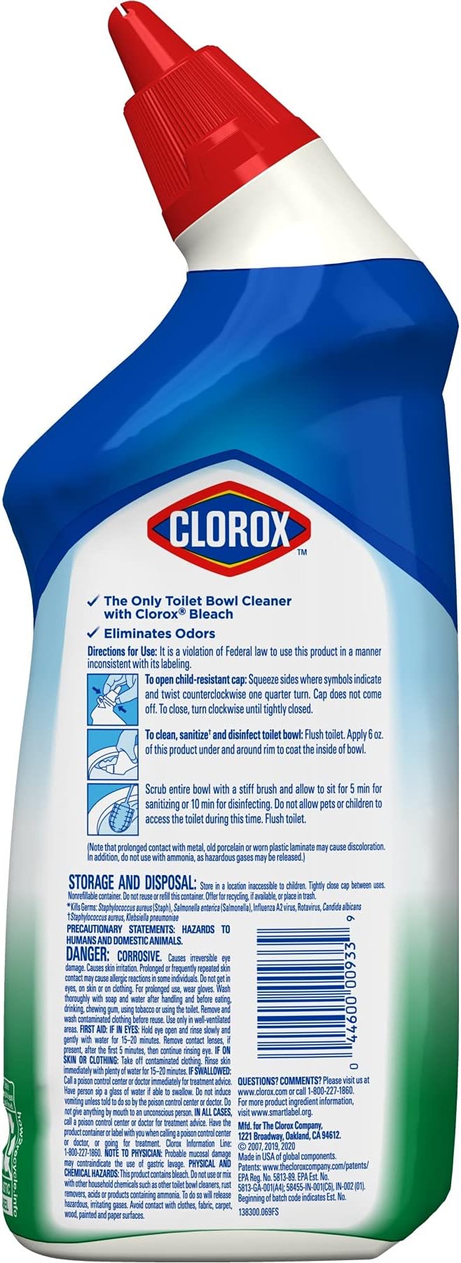 Clorox Toilet Bowl Liquid Disinfecting Cleaner with Clinging Bleach Gel, Remove Mildew and Mold, Fresh Scent, 24 Ounces