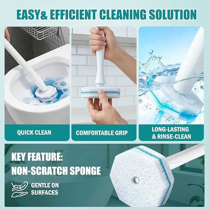100 PCS Toilet Bowl Wand Refills, Disposable Toilet Brush Refills,Replacement Heads for Bathroom Washroom Cleaning Pads Compatible with Most Brushes Scrubbers Pack for Household Cleaning Local Stock