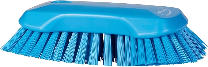 Vikan 38943 Extra Large Hand Brush, Multifunctional, Slip-Resistant Cleaning Tool, Extra Stiff Polypropylene & Polyester Bristle, 9.1", Blue
