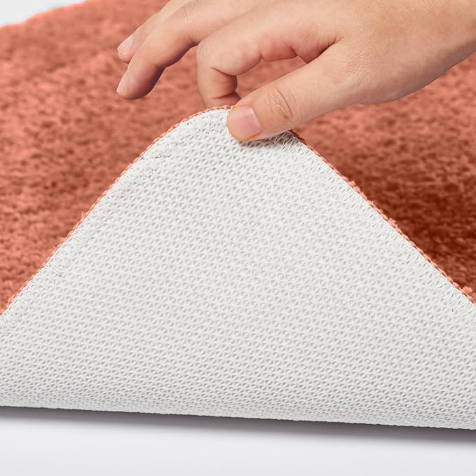 Bath Rugs Set 3 Pieces Bathroom Mat Soft Absorbent Plush Shaggy Soft Floor Non Slip Shower Bath Tub Machine Washable (Spice-Leaf, 20"x32"/20"x20"/17"x24")