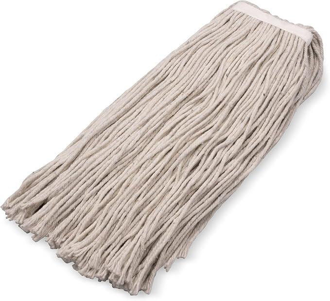 SPARTA Flo-Pac Cotton Mop Head, Cut-End, Narrow Band with White Band for Organized Cleaning, 40 Inches, Tan