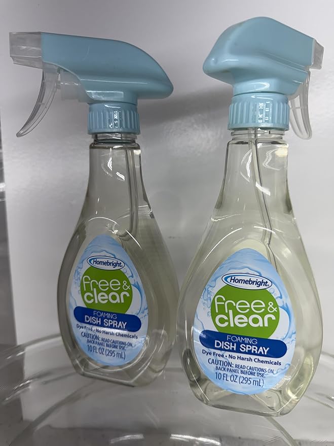 HOMEBRIGHT Foaming Dish Spray, Dye Free, No Harsh Chemicals, 10 fl oz