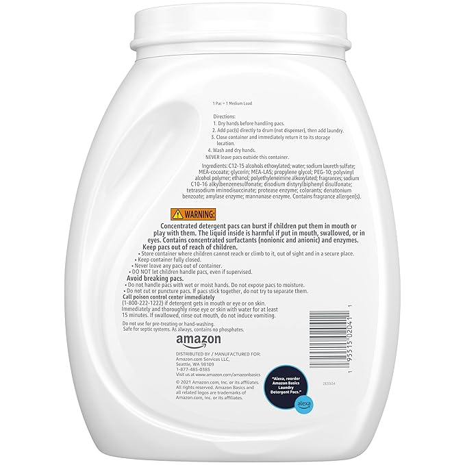 Amazon Basics Laundry Detergent Pacs, Lavender Scent, HE Compatible, 120 Count (Pack of 2)
