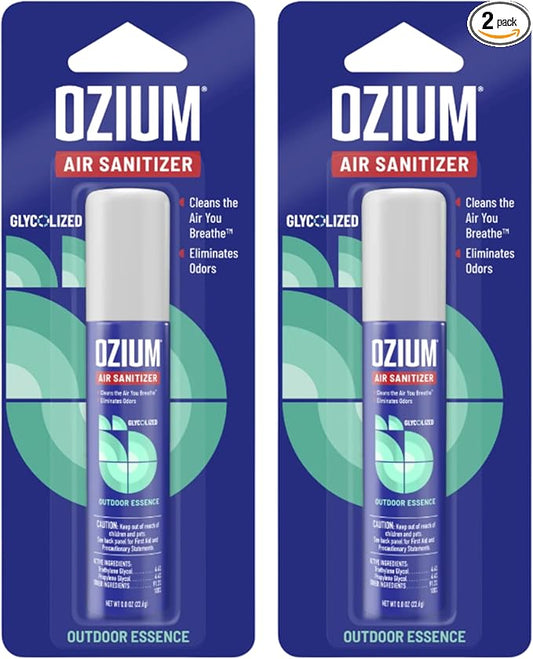 Ozium Air Sanitizer & Odor Eliminator for Homes, Cars, Offices and More, Outdoor Essence, 0.8 Oz (Pack of 2) (packaging may vary)