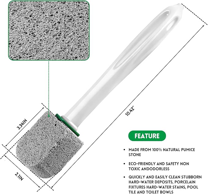 Pumice Stone Toilet Bowl Cleaner,Bathroom Cleaner Brush Toilet Wand Refills with 1Handles For Remove Hard Water Stains with 1 Wand+ 5 Pack Pumice Stones
