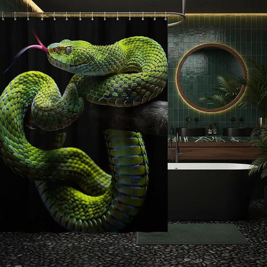 Castle Fairy Snake Waterproof Shower Curtain,Wild Python Pattern Fabric Shower Curtains,Animal Theme Bath Curtain,Reptile Window Treatment for Adult Women Man Home Bathtubs Decorative 72" W x 72" L