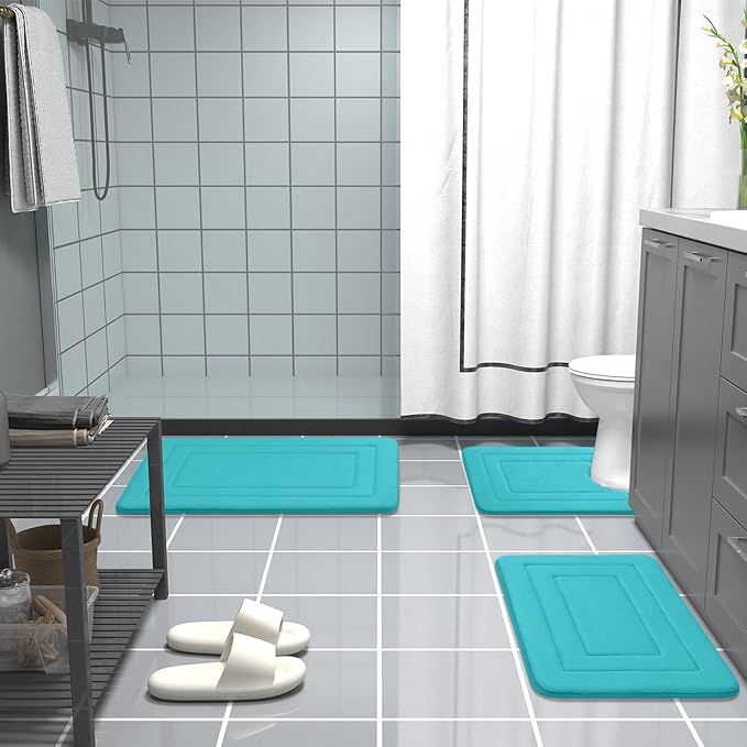 Arotive Memory Foam Bathroom Rug Mat 36x24, Ultra Soft and Absorbent Bath Mat, Machine Wash Dry, Comfortable Bath Rug Carpet for Bathroom Floor, Tub and Shower, Teal