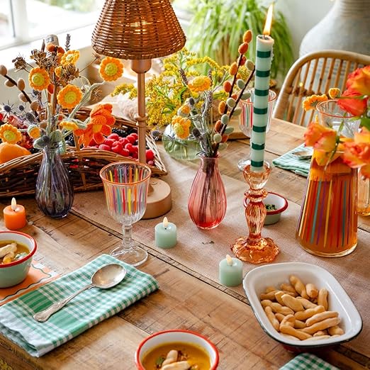 Talking Tables 4 x Green Gingham Kitchen Tea Towels Table Linen Fabric Dish Cloths Large Checkered Cloth Napkins Absorbent Durable Soft Cotton Quick Drying, ECO Packaging 17 x 17 Inches