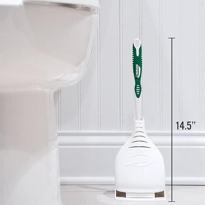 Tribello LIBMAN Toilet Brush and Holder Set with Toilet Bowl Cleaner - Bathroom Cleaner Set - Bathroom Cleaning Supplies - Includes: Bowl Brush, Fast Drying Caddy, 32 fl. oz. Stain Remover Soap