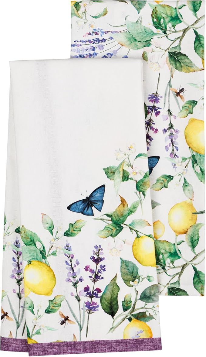 Maison d'Hermine Kitchen Towels Set of 2 100% Cotton 27.50" x 20" Reusable Cloth Tea Dish Towels Absorbent with Hanging Loop for Kitchen, Home, Dining, Cocktail Parties (Sivergue)