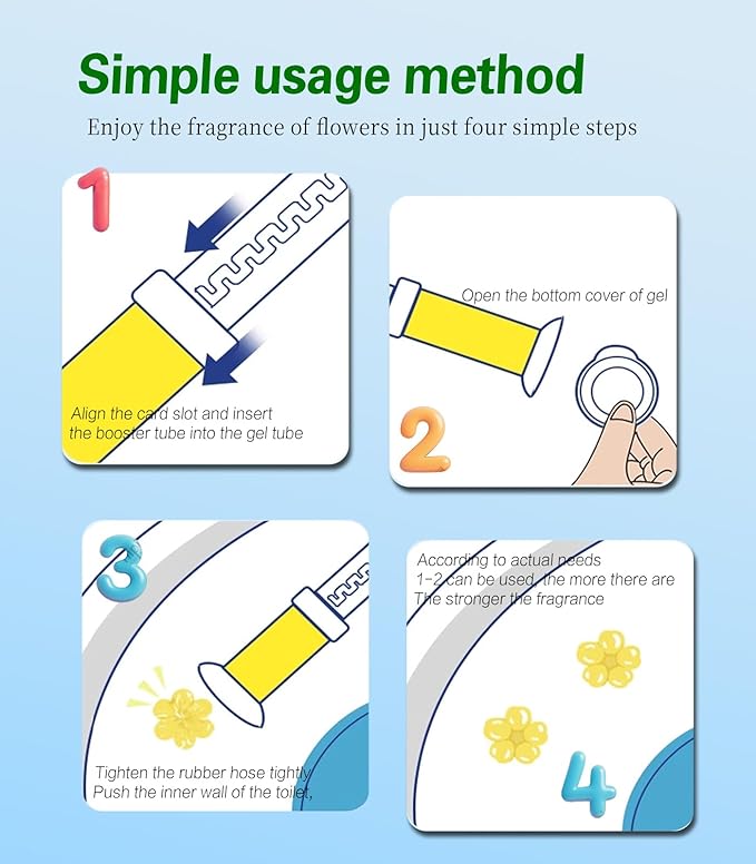 EKE 4 Pack Flower Toilet Gel Stamp Long Lasting Fragrance Anti Limescale Odor Removal Cleaner For Bathroom