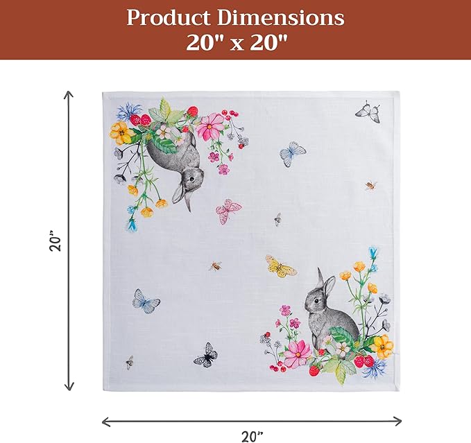 Maison d' Hermine 100% Cotton Cloth Napkins Set of 4 Everyday Reusable Square Napkins Cloth Washable Dinner Party Wedding Restaurant Hotel Kitchen Spring Summer (Printemps, 20" x 20")