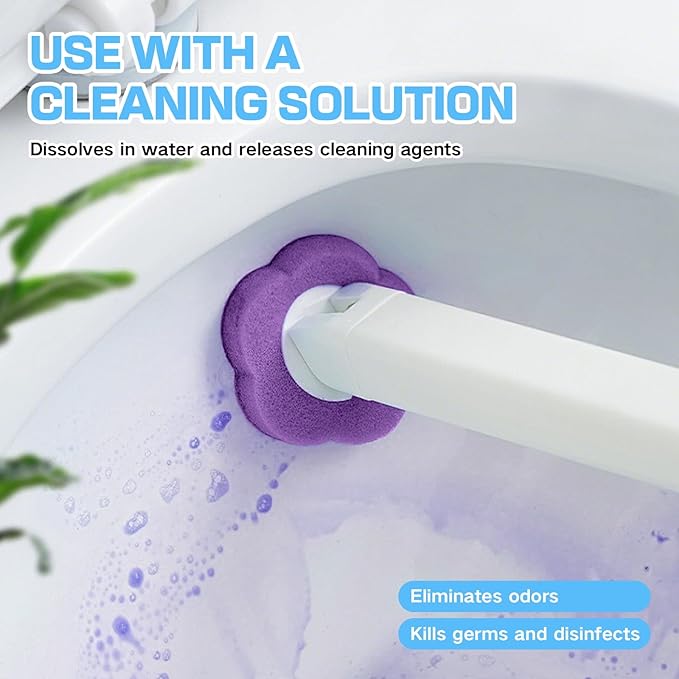 30 PCS Disposable Toilet Brush Refills, Lavender Scented Wand Refill Pads, Replacement Bowl Cleaner Brush Heads for Toilet Bowl Deep Cleaning