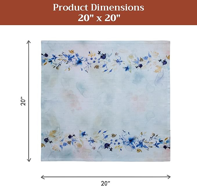 Maison d' Hermine 100% Cotton Cloth Napkins Set of 4 Everyday Reusable Square Napkins Cloth Washable Dinner Party Wedding Restaurant Hotel Kitchen Spring Summer (Lazy Summer Days, 20" x 20")