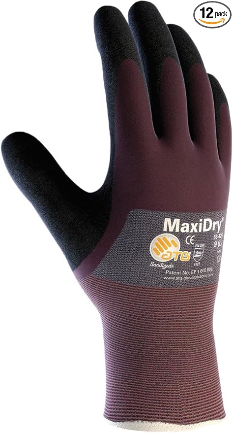 ATG 56-425/L Maxidry, Gry. Nylon Shell, Prpl./ Blk. Nitrile Non-Slip 3/4 Coat Purple