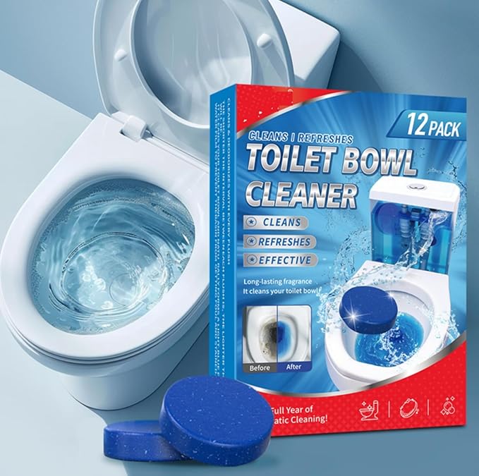 Automatic Toilet Bowl Cleaner Tablets,Put in the Toilet Tank,Long-Lasting Bathroom Tank Cleaner with Refreshing Fragrance, 12 Pack,Each tablet lasts for 7 days.