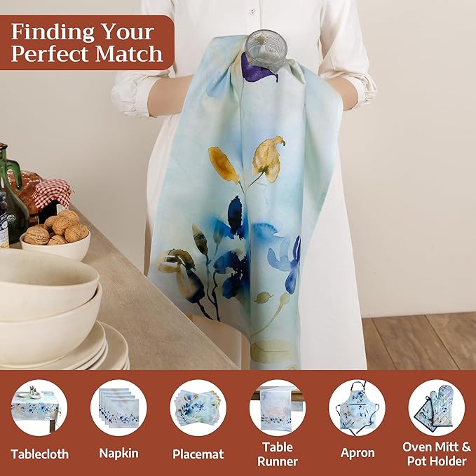 Maison d' Hermine Kitchen Towels Set of 3 100% Cotton 27.50" x 20" Reusable Cloth Tea Dish Towels Absorbent with Hanging Loop for Kitchen Farmhouse Hotel Spring Summer - Lazy Summer Days