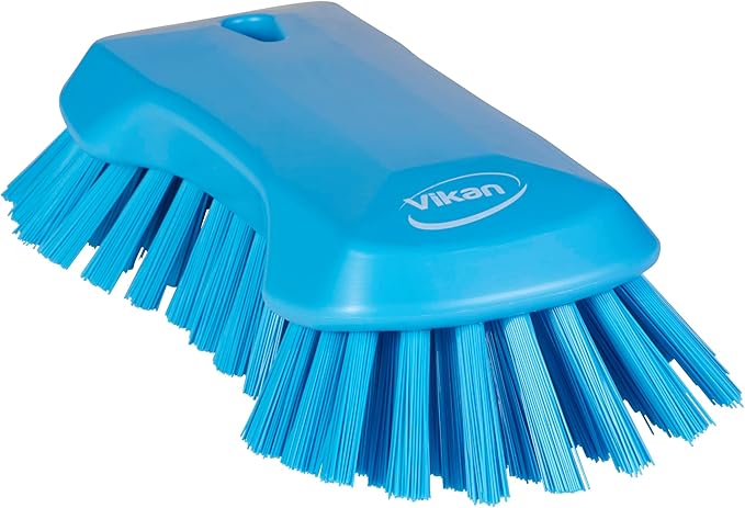 Vikan 38943 Extra Large Hand Brush, Multifunctional, Slip-Resistant Cleaning Tool, Extra Stiff Polypropylene & Polyester Bristle, 9.1", Blue